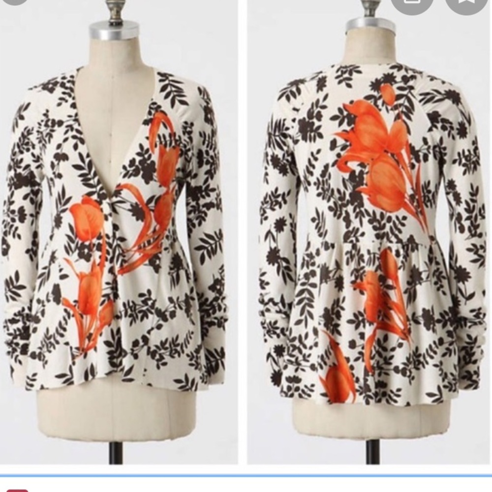 Anthropologie Sparrow Plum Blossom Cardigan